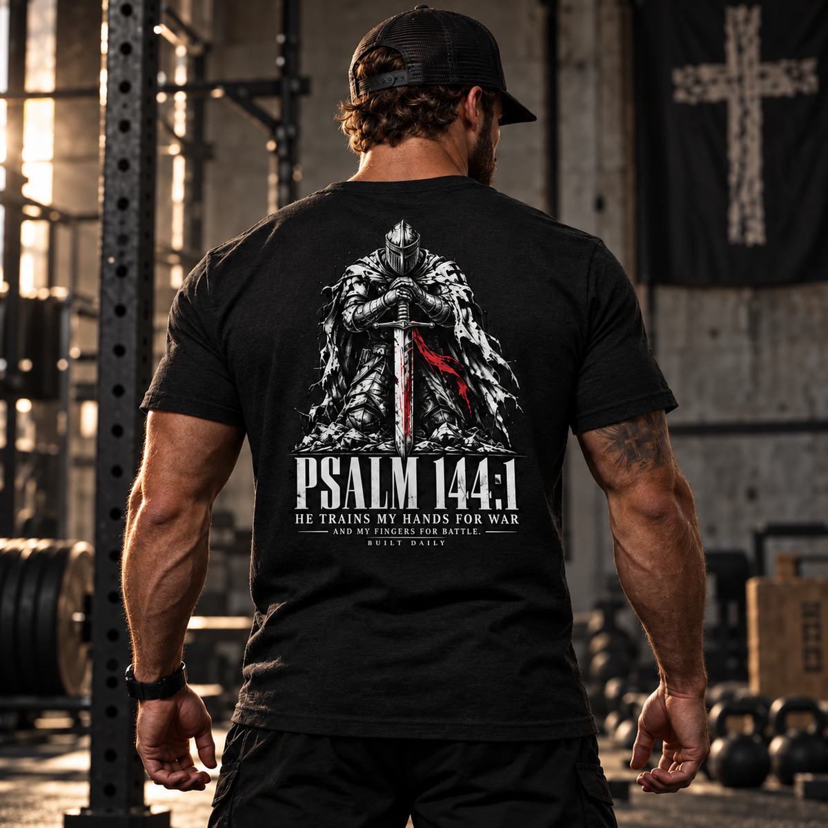 Psalm 144:1 Kneeling Knight Tee