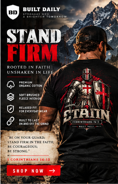 1 Corinthians 16:13 Stand Firm Crusader Tee