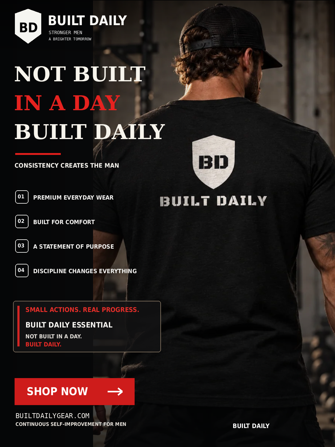 Built Daily Shield Tee: Not built in a day, built daily