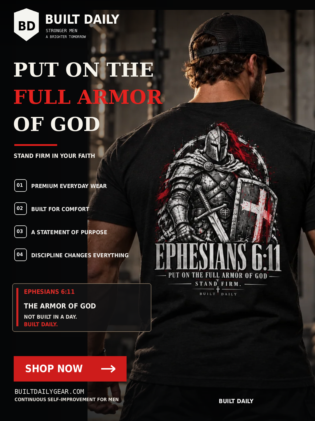 Ephesians 6:11 Stand Firm Knight Tee: Put on the full armor of God