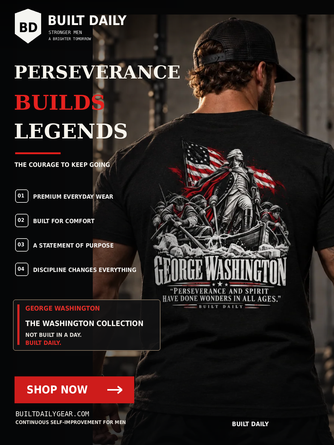 Washington Perseverance and Spirit Tee: Perseverance builds legends