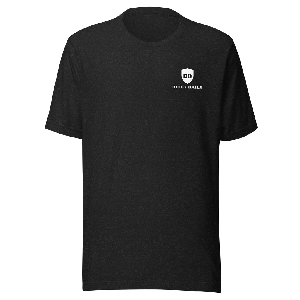 Psalm 33:12 One Nation Under God Knight Tee, black, front with Built Daily shield on the left chest